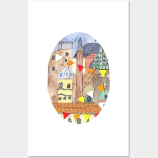 Darmstadt Watercolor Mixed Media Posters and Art